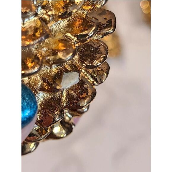 Dept 56 Gold Tone Heavy Metal Pinecone Décor Holiday Season Set of 3 EUC - Picture 10 of 11